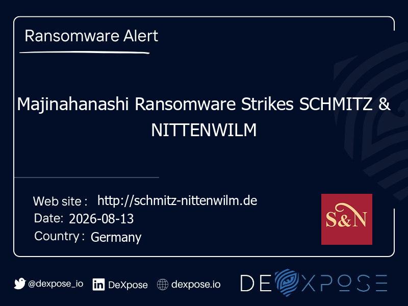Majinahanashi Ransomware Strikes SCHMITZ & NITTENWILM