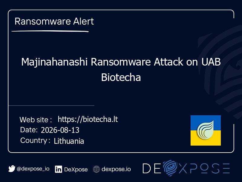 Majinahanashi Ransomware Attack on UAB Biotecha