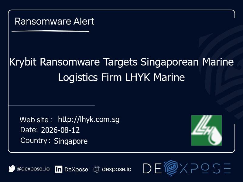 Krybit Ransomware Targets Singaporean Marine Logistics Firm LHYK Marine