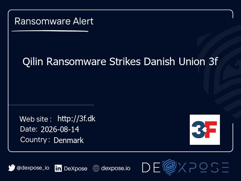Qilin Ransomware Strikes Danish Union 3f