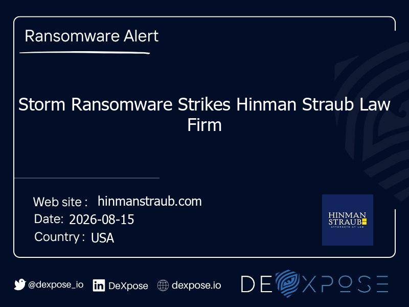 Storm Ransomware Strikes Hinman Straub Law Firm