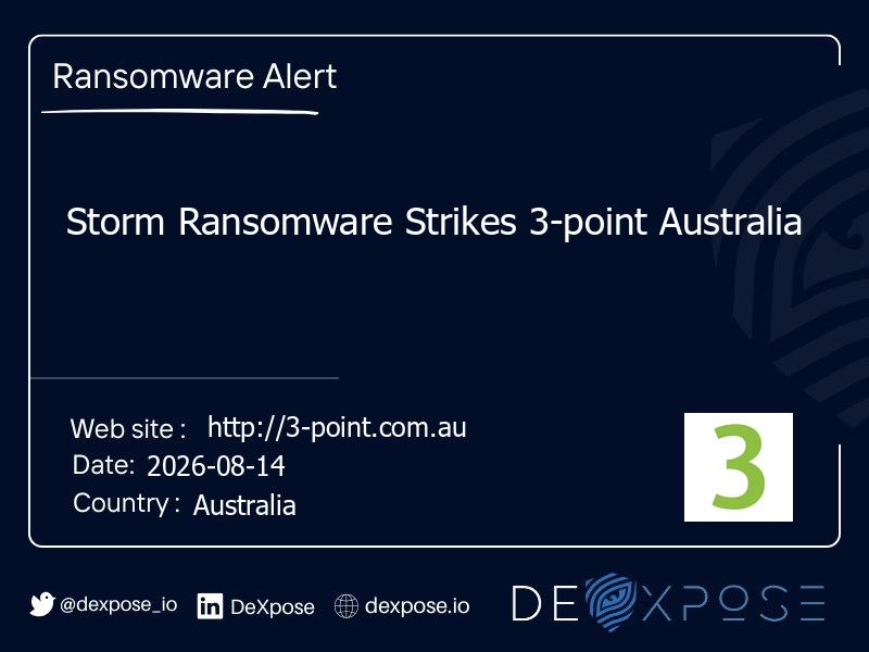 Storm Ransomware Strikes 3-point Australia