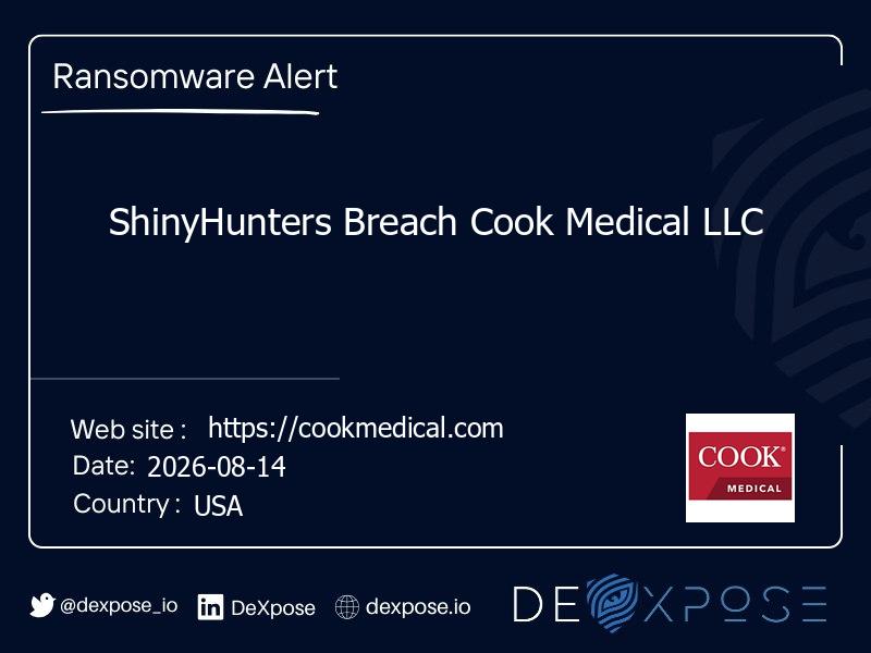 ShinyHunters Breach Cook Medical LLC
