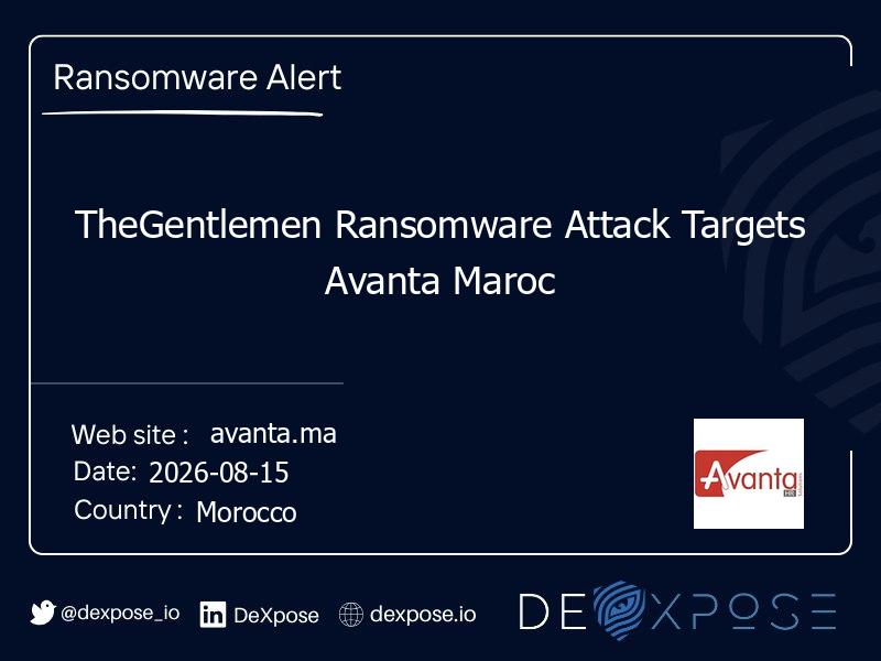 TheGentlemen Ransomware Attack Targets Avanta Maroc