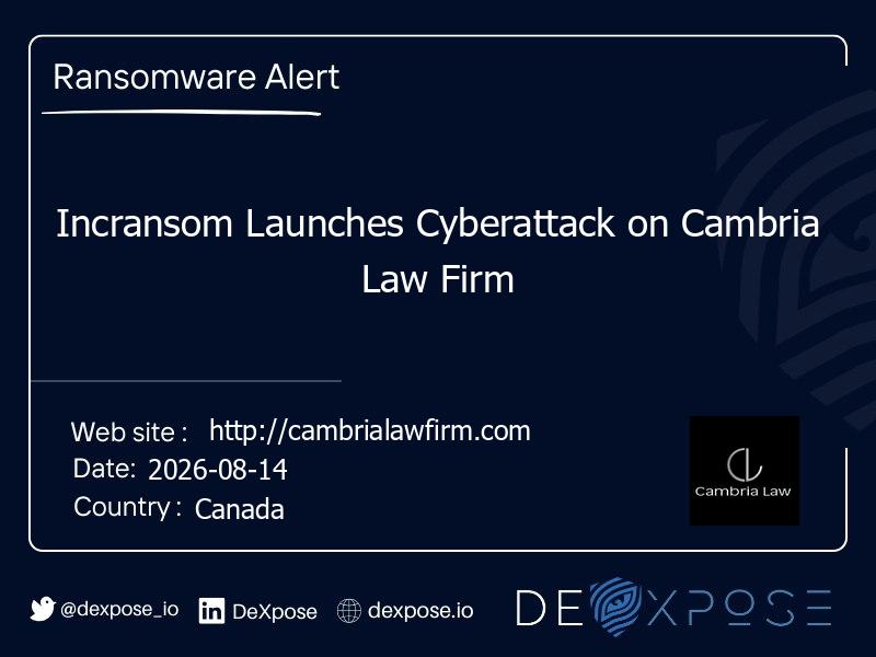 Incransom Launches Cyberattack on Cambria Law Firm