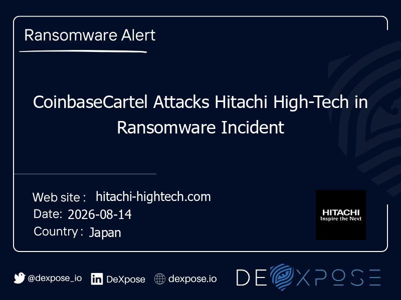CoinbaseCartel Attacks Hitachi High-Tech in Ransomware Incident