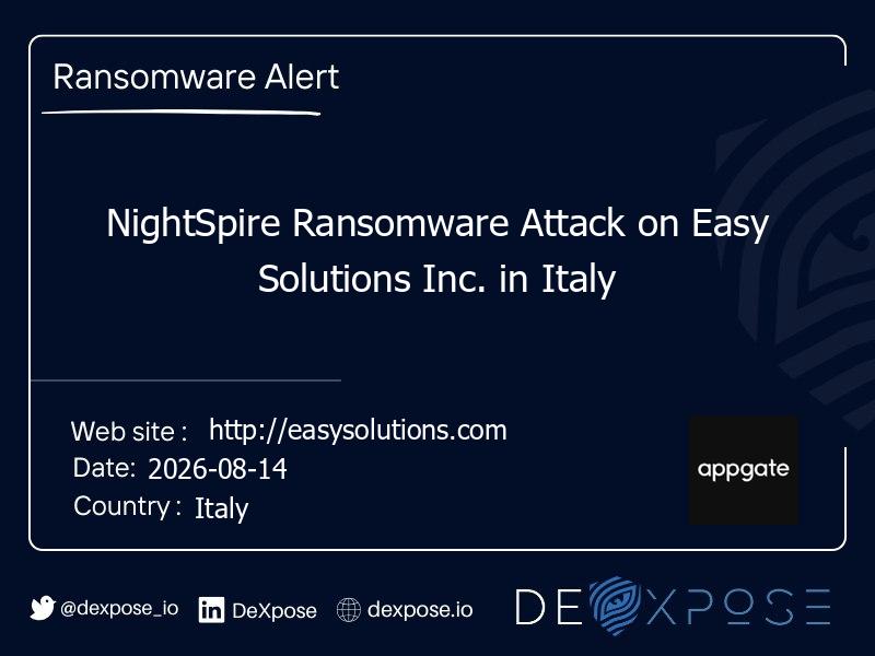 NightSpire Ransomware Attack on Easy Solutions Inc. in Italy