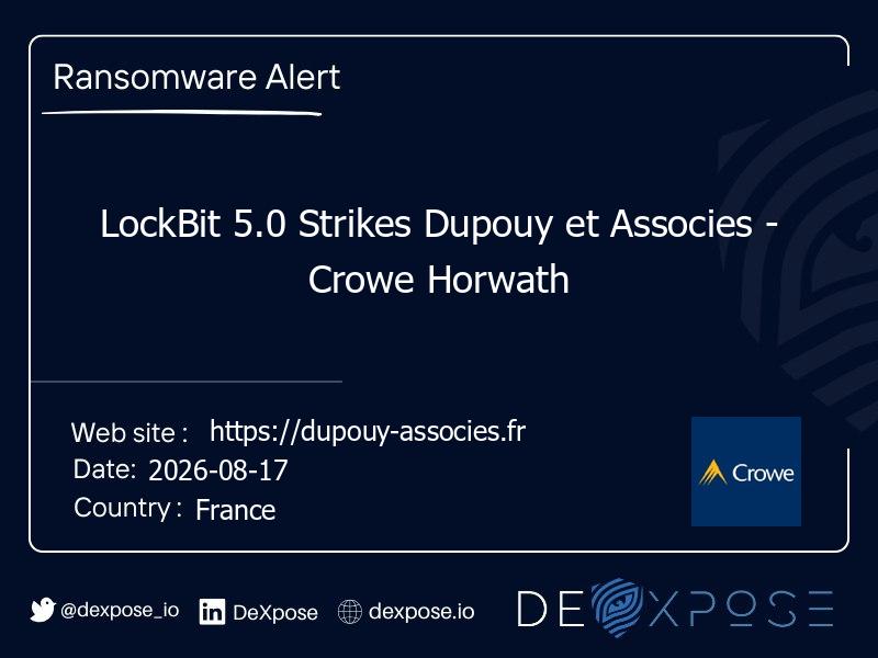 LockBit 5.0 Strikes Dupouy et Associes - Crowe Horwath