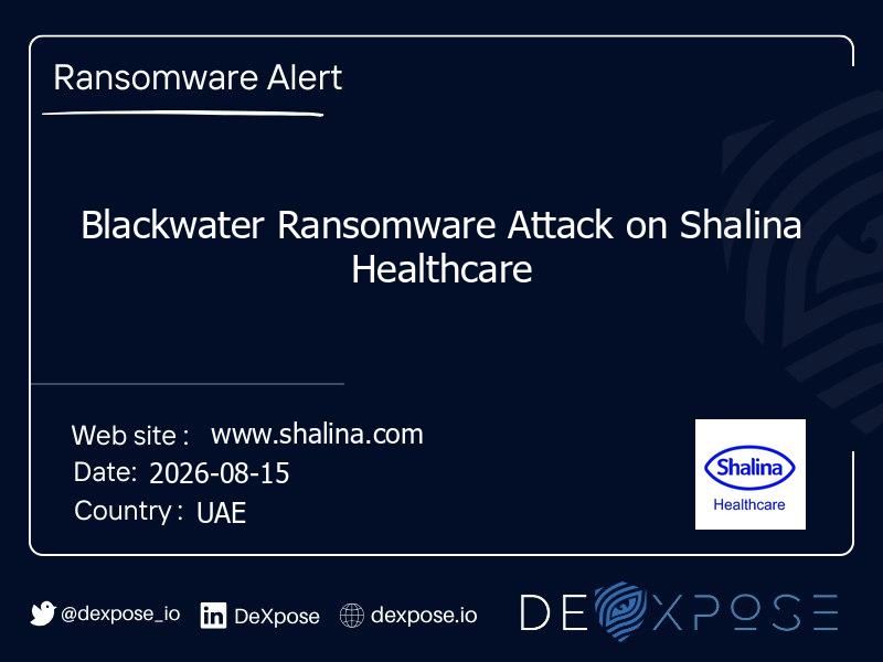 Blackwater Ransomware Attack on Shalina Healthcare