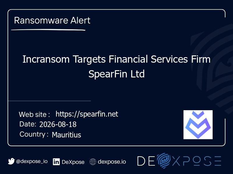 Incransom Targets Financial Services Firm SpearFin Ltd