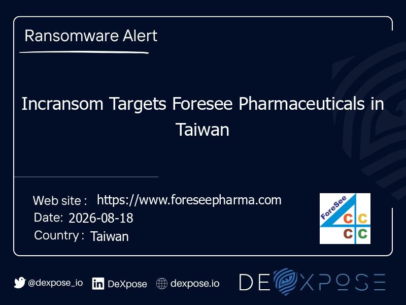 Incransom Targets Foresee Pharmaceuticals in Taiwan
