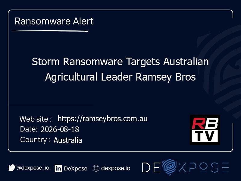 Storm Ransomware Targets Australian Agricultural Leader Ramsey Bros