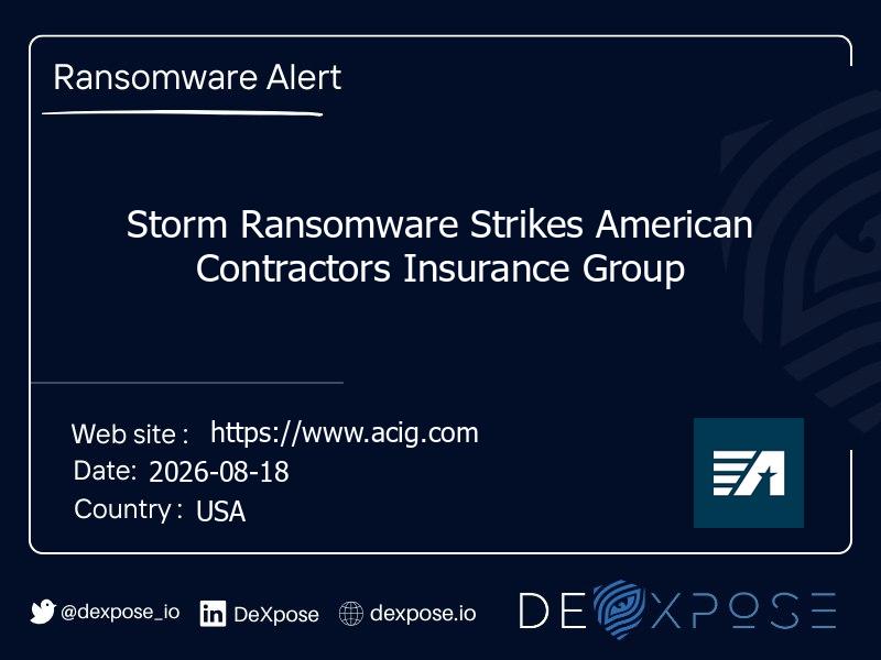 Storm Ransomware Strikes American Contractors Insurance Group