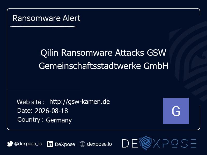 Qilin Ransomware Attacks GSW Gemeinschaftsstadtwerke GmbH