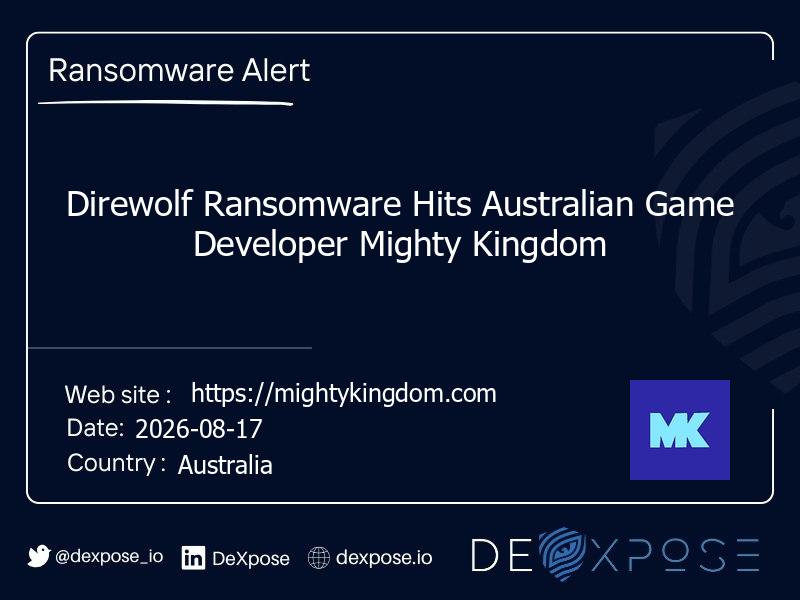 Direwolf Ransomware Hits Australian Game Developer Mighty Kingdom