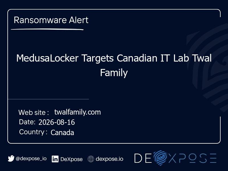 MedusaLocker Targets Canadian IT Lab Twal Family