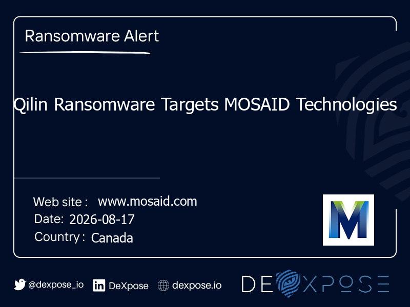 Qilin Ransomware Targets MOSAID Technologies
