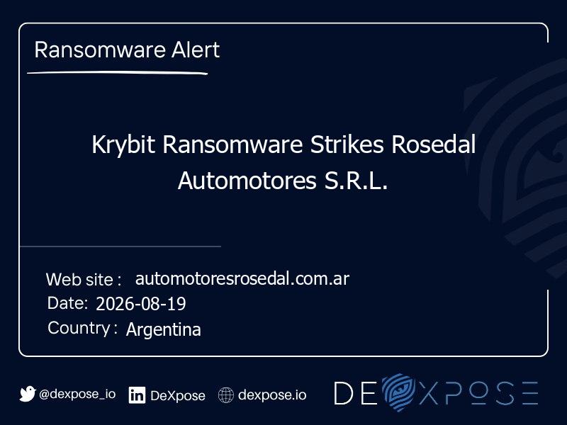 Krybit Ransomware Strikes Rosedal Automotores S.R.L.