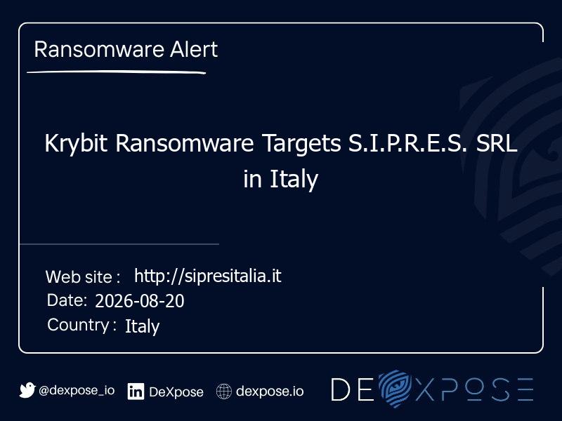 Krybit Ransomware Targets S.I.P.R.E.S. SRL in Italy