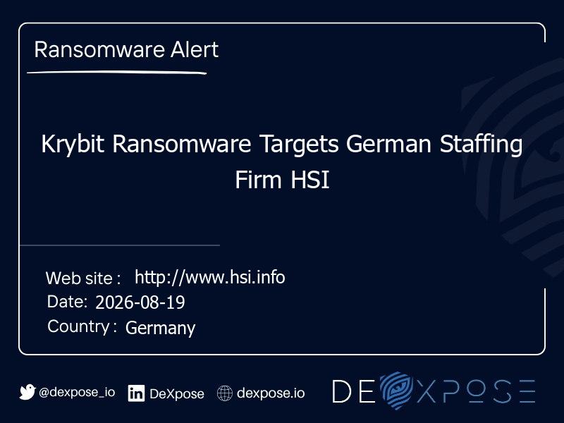 Krybit Ransomware Targets German Staffing Firm HSI