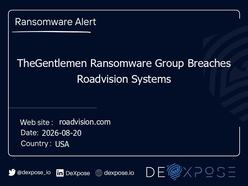 TheGentlemen Ransomware Group Breaches Roadvision Systems
