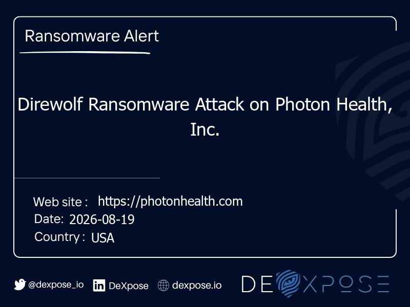 Direwolf Ransomware Attack on Photon Health, Inc.