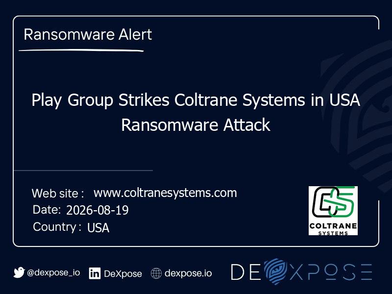 Play Group Strikes Coltrane Systems in USA Ransomware Attack