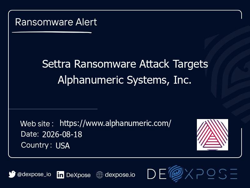 Settra Ransomware Attack Targets Alphanumeric Systems, Inc.