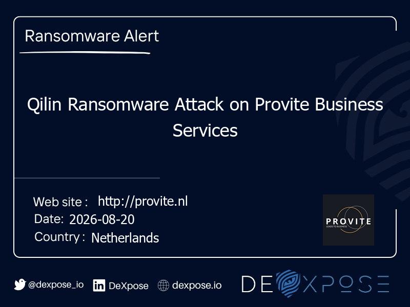 Qilin Ransomware Attack on Provite Business Services