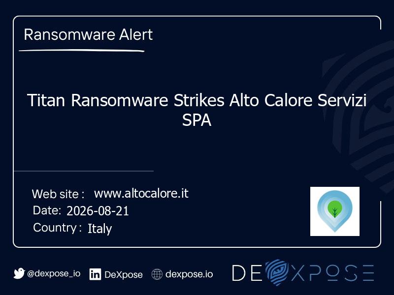 Titan Ransomware Strikes Alto Calore Servizi SPA