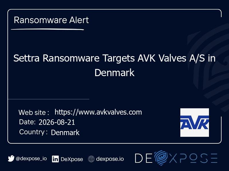Settra Ransomware Targets AVK Valves A/S in Denmark