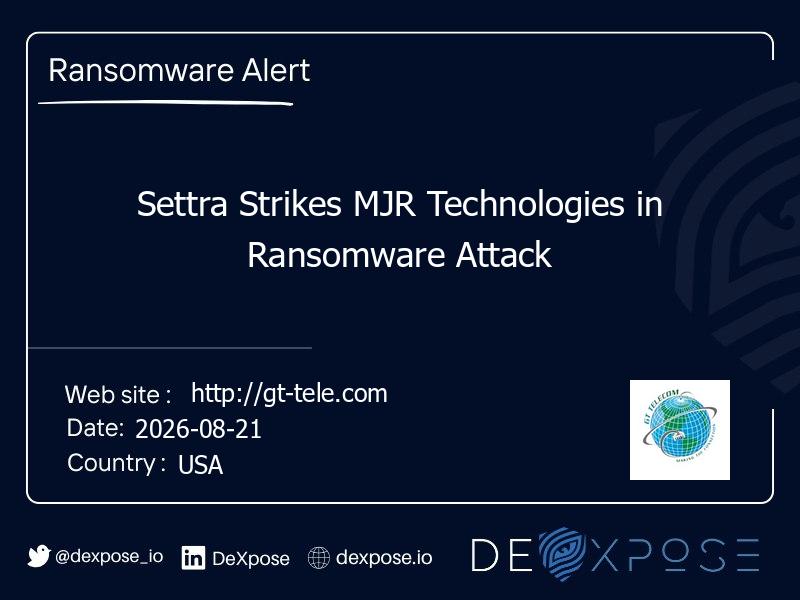 Settra Strikes MJR Technologies in Ransomware Attack