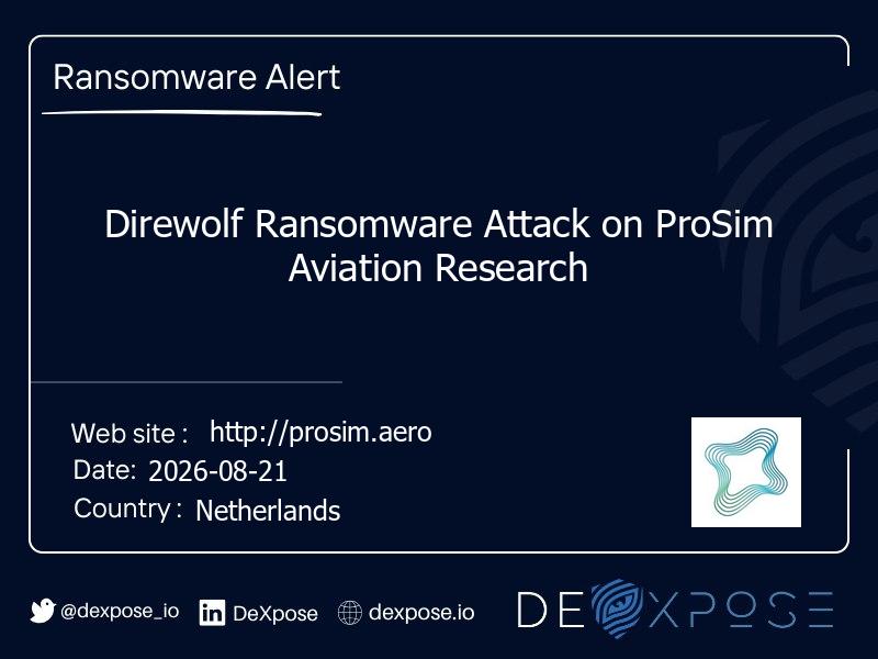 Direwolf Ransomware Attack on ProSim Aviation Research