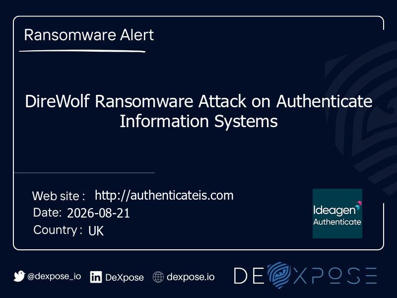 DireWolf Ransomware Attack on Authenticate Information Systems