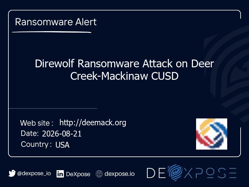 Direwolf Ransomware Attack on Deer Creek-Mackinaw CUSD