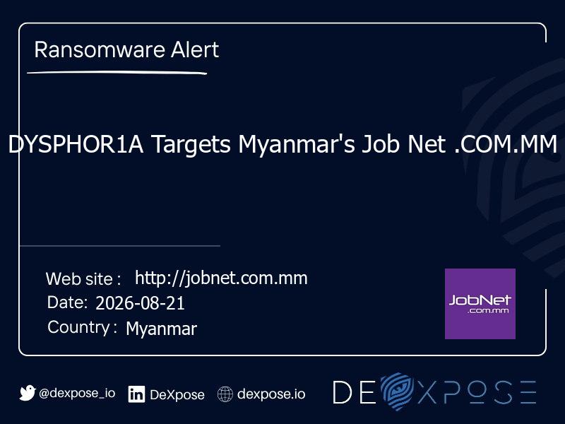 DYSPHOR1A Targets Myanmar's Job Net .COM.MM