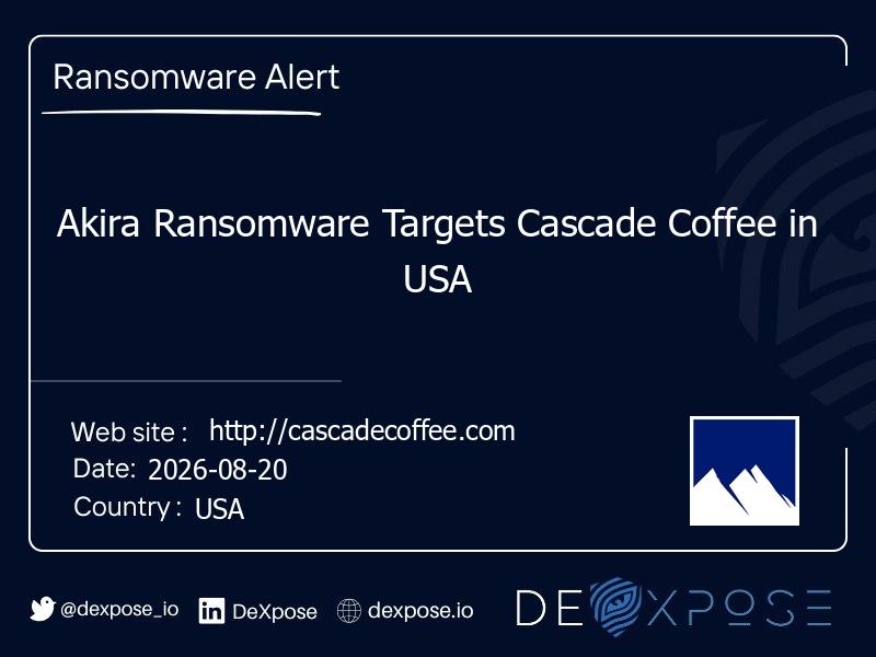 Akira Ransomware Targets Cascade Coffee in USA