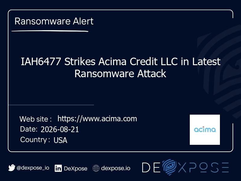 IAH6477 Strikes Acima Credit LLC in Latest Ransomware Attack