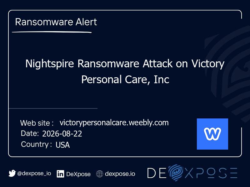 Nightspire Ransomware Attack on Victory Personal Care, Inc