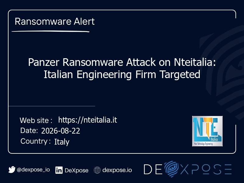 Panzer Ransomware Attack on Nteitalia: Italian Engineering Firm Targeted