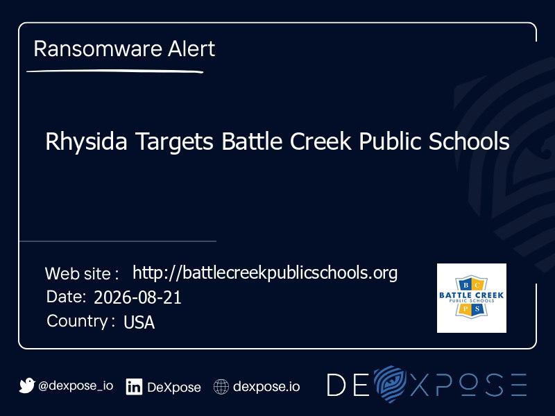 Rhysida Targets Battle Creek Public Schools