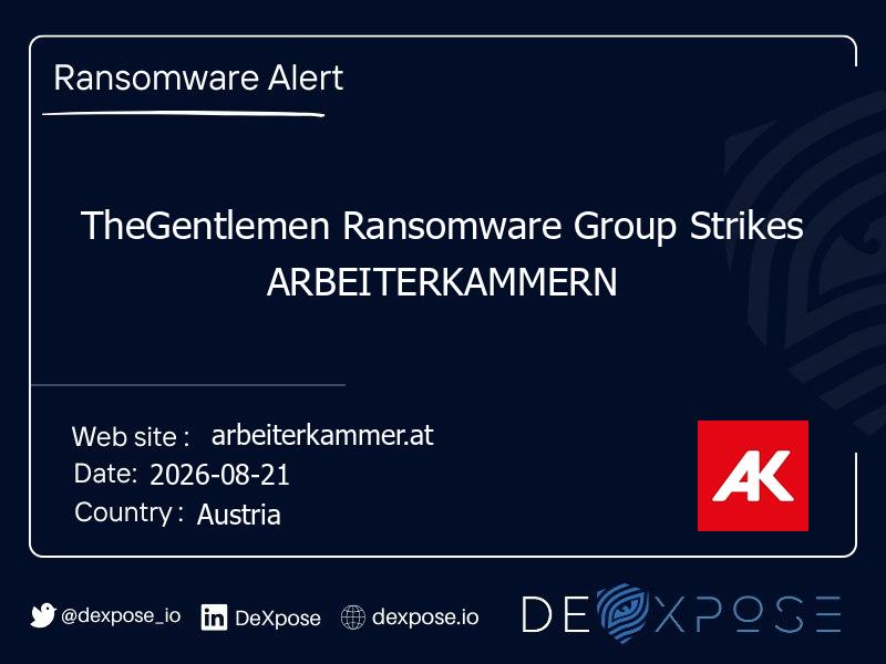 TheGentlemen Ransomware Group Strikes ARBEITERKAMMERN