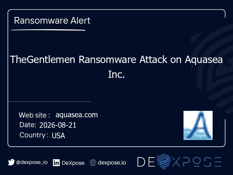 TheGentlemen Ransomware Attack on Aquasea Inc.