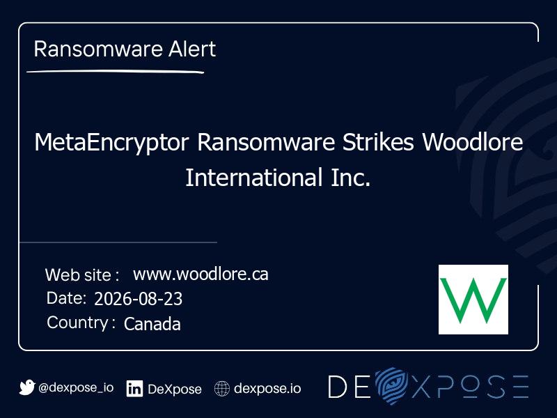 MetaEncryptor Ransomware Strikes Woodlore International Inc.