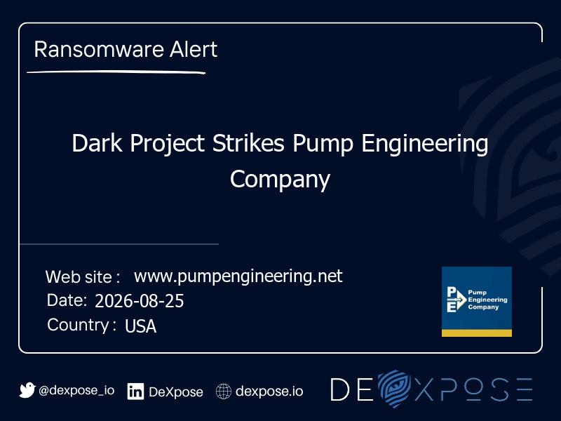 Dark Project Strikes Pump Engineering Company