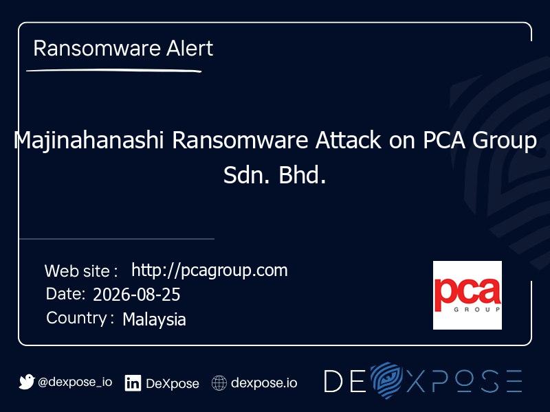 Majinahanashi Ransomware Attack on PCA Group Sdn. Bhd.