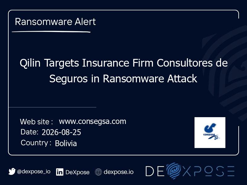 Qilin Targets Insurance Firm Consultores de Seguros in Ransomware Attack