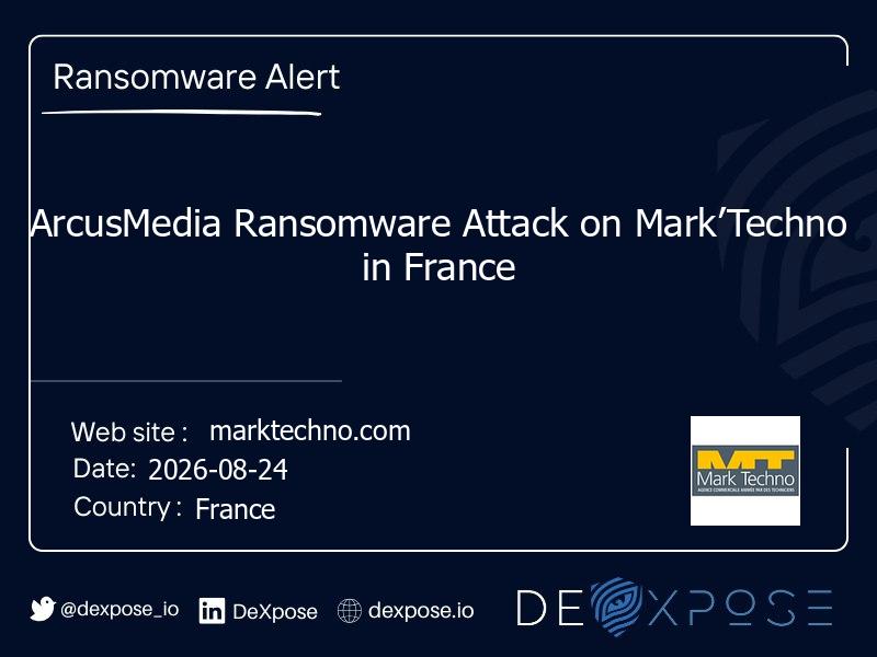 ArcusMedia Ransomware Attack on Mark’Techno in France