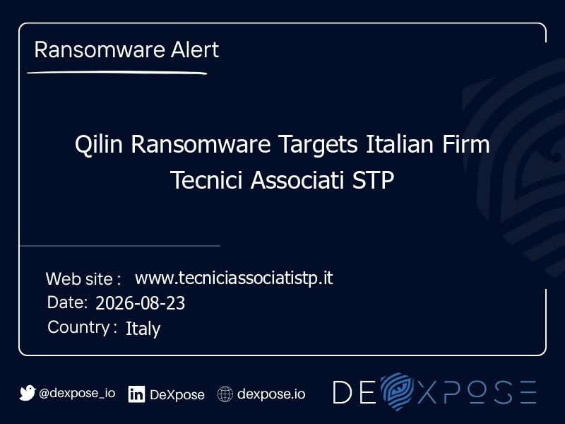 Qilin Ransomware Targets Italian Firm Tecnici Associati STP