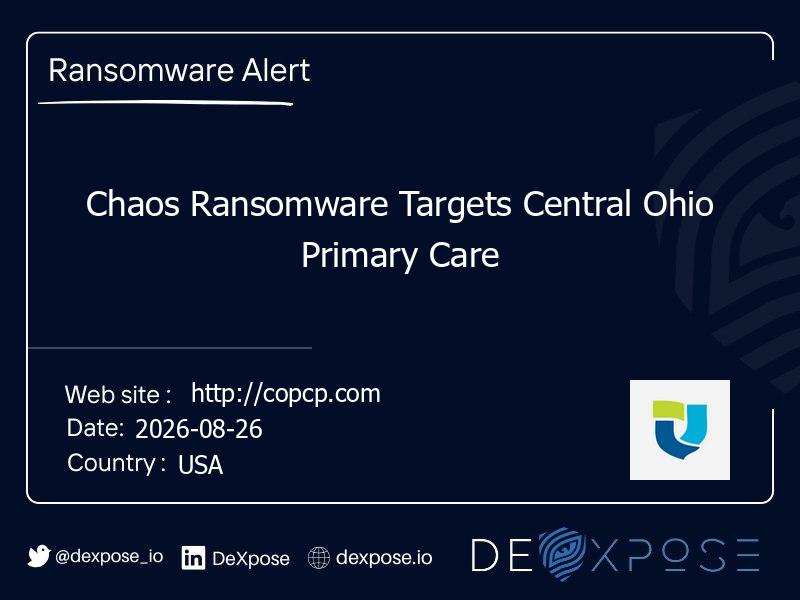 Chaos Ransomware Targets Central Ohio Primary Care